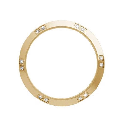 Topring i forgyldt stål med 12 hvide safirer, 36 mm fra Christina Jewelry & Watches, Christina Collect.